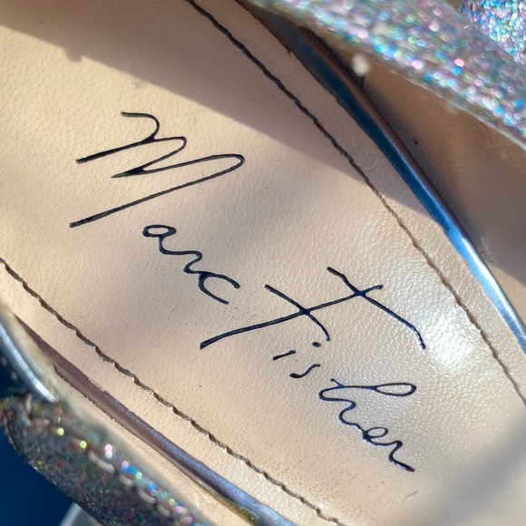 Marc Fisher glitter platform peep toe pumps (7.5) - Picture 10 of 12